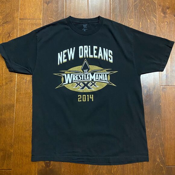 WWE Wrestlemania XXX 30 New Orleans 2014 Black Gold T-Shirt Men's Size XL - Picture 3 of 8